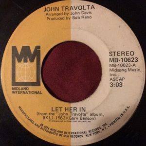 45 inch vinyl record by John Travolta "Let Her In"